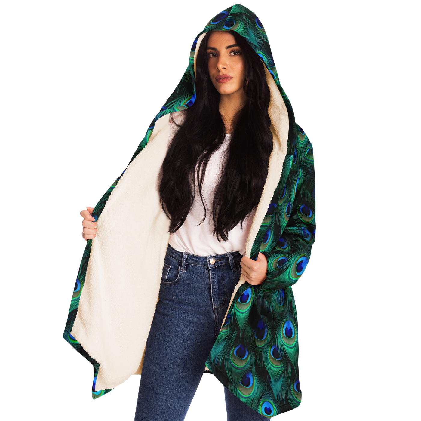 Peacock Feather Microfleece Cloak