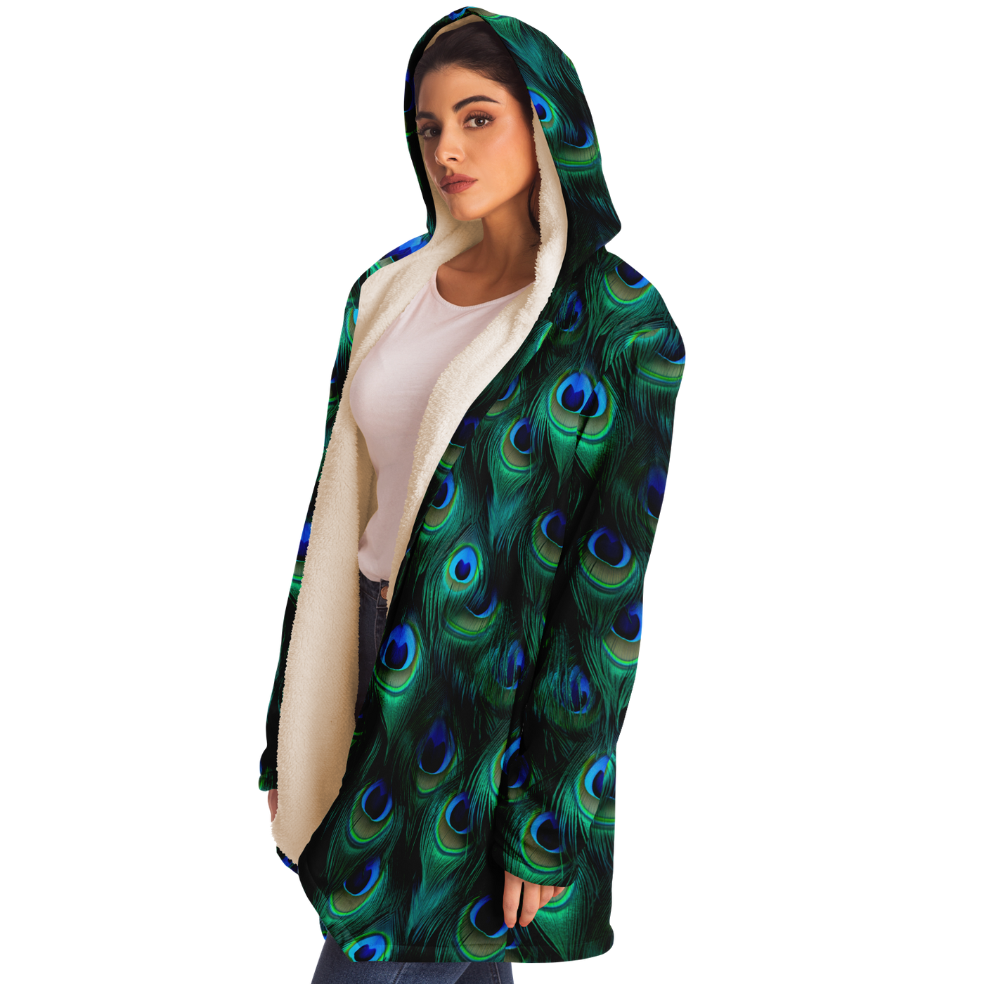 Peacock Feather Microfleece Cloak