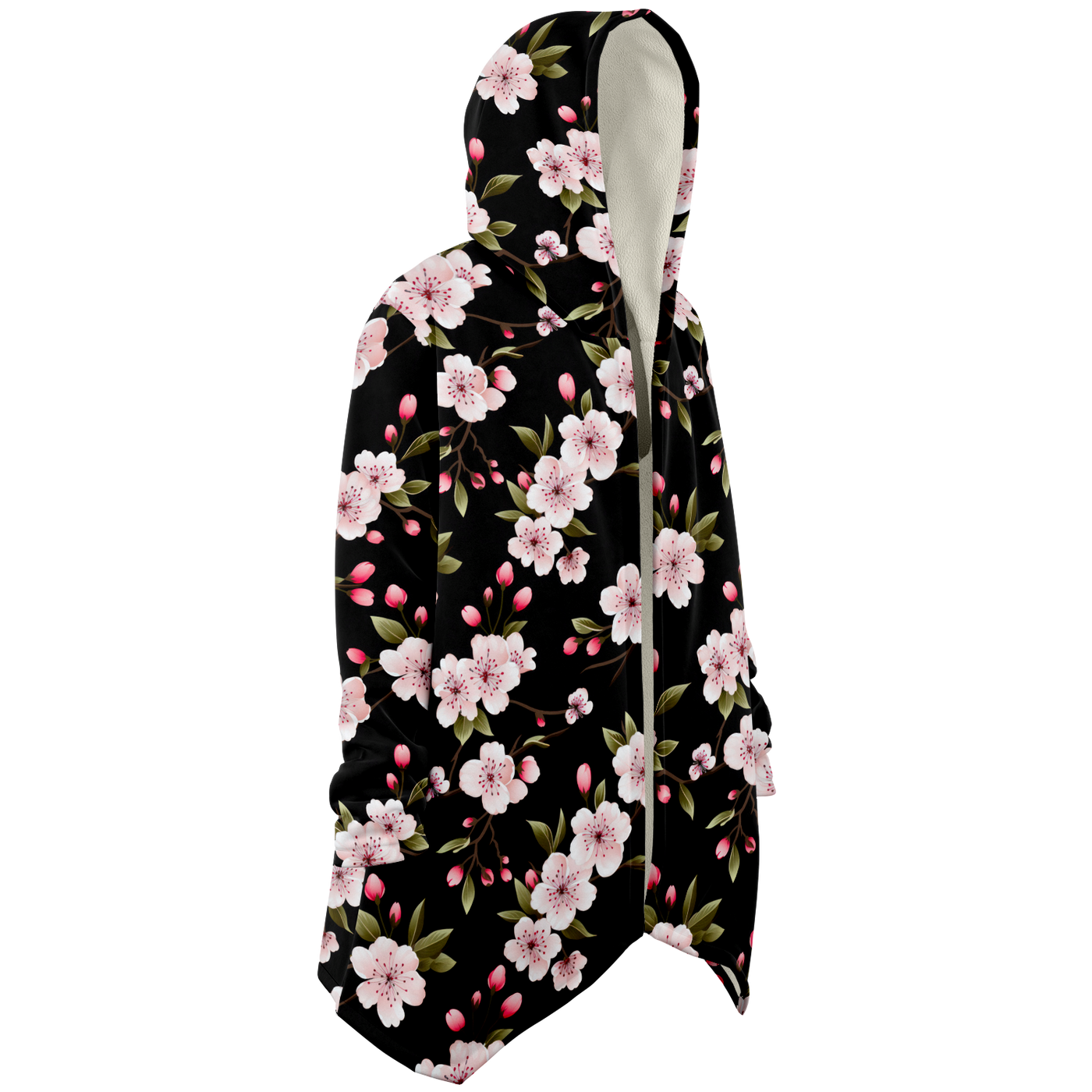 Sakura (Kirschblüte) Midnight-Mikrofleece-Umhang