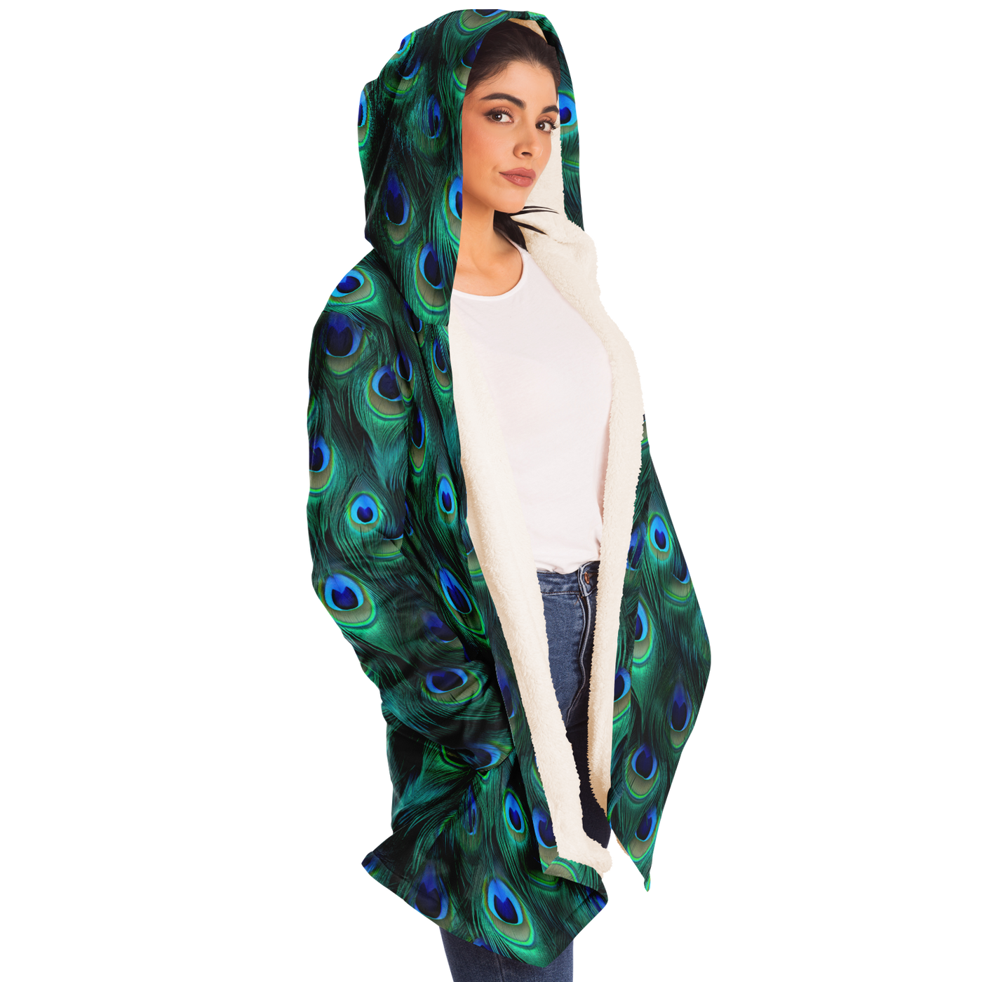 Peacock Feather Microfleece Cloak