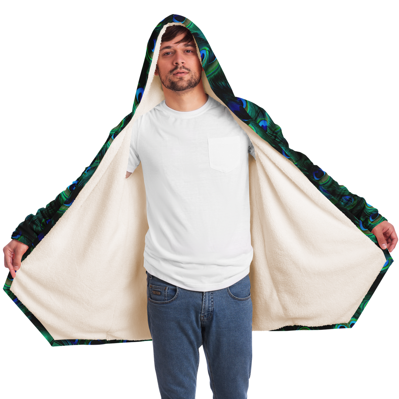 Peacock Feather Microfleece Cloak